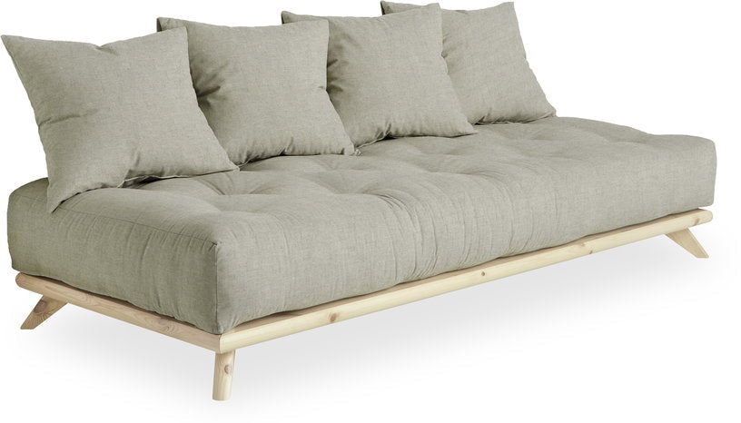 Canapé 2 places en pin et matelas lin 200x90cm Senza - Karup Design - The Cool Republic