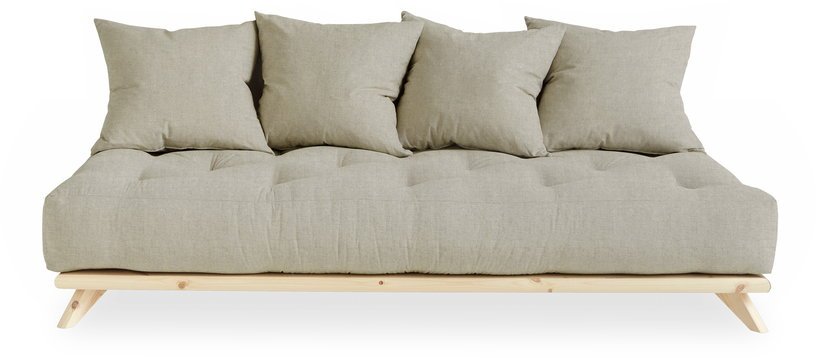 Canapé 2 places en pin et matelas lin 200x90cm Senza - Karup Design - The Cool Republic