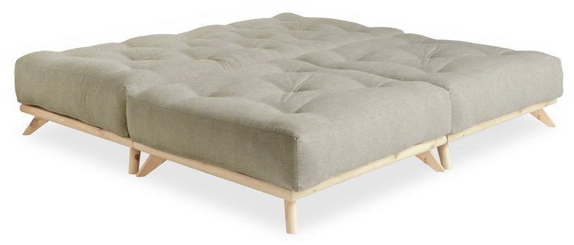 Canapé 2 places en pin et matelas lin 200x90cm Senza - Karup Design - The Cool Republic