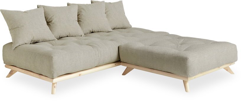 Canapé 2 places en pin et matelas lin 200x90cm Senza - Karup Design - The Cool Republic