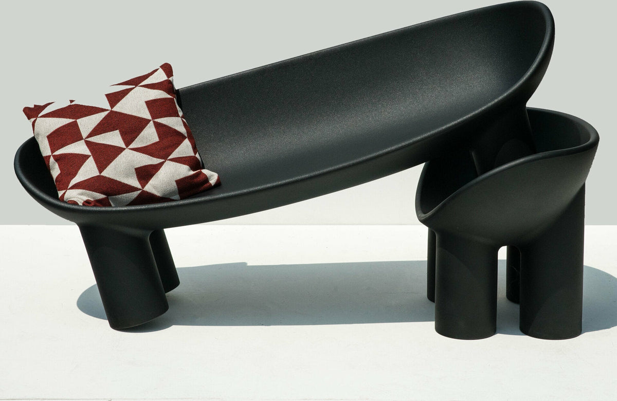 Sofa 2 seats in polyethylene carbon Roly Poly - Driade - The Cool Republic