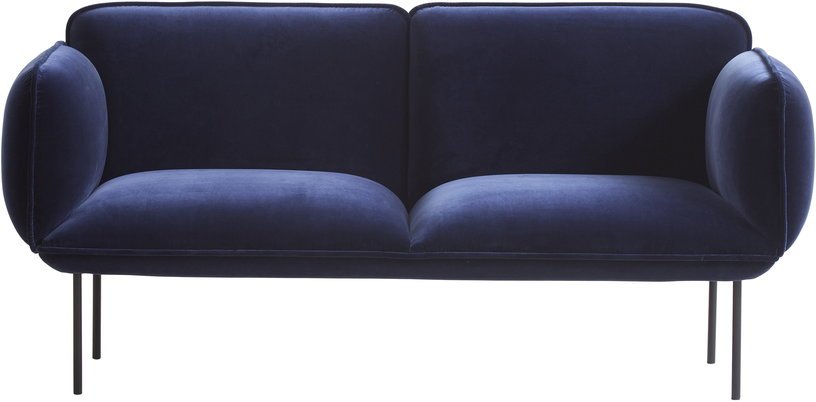 Canapé 2 places en velours bleu nuit Nakki - Woud - The Cool Republic