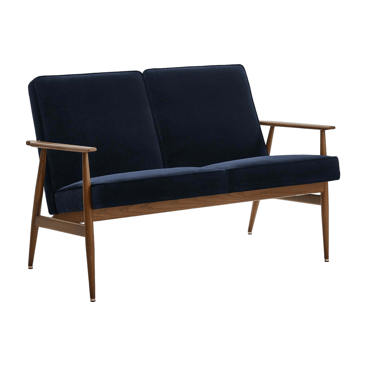 Canapé 2 places en velours indigo et frêne foncé 120 cm Fox - 366 Concept - The Cool Republic
