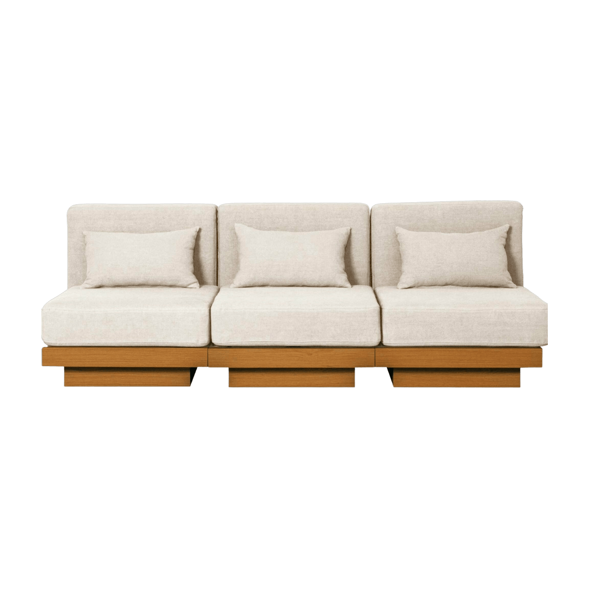 3 seater outdoor sofa in Iroko and Cream fabric Georges - Gabrielle Paris - The Cool Republic