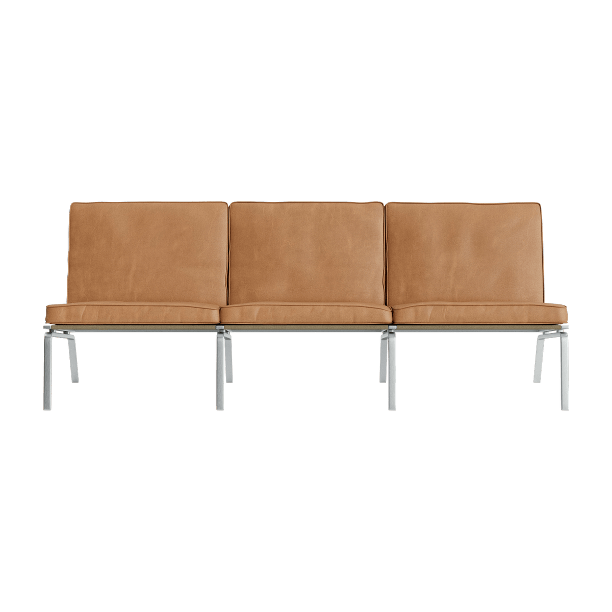 Canapé 3 places en acier et cuir camel Man - NORR11 - The Cool Republic