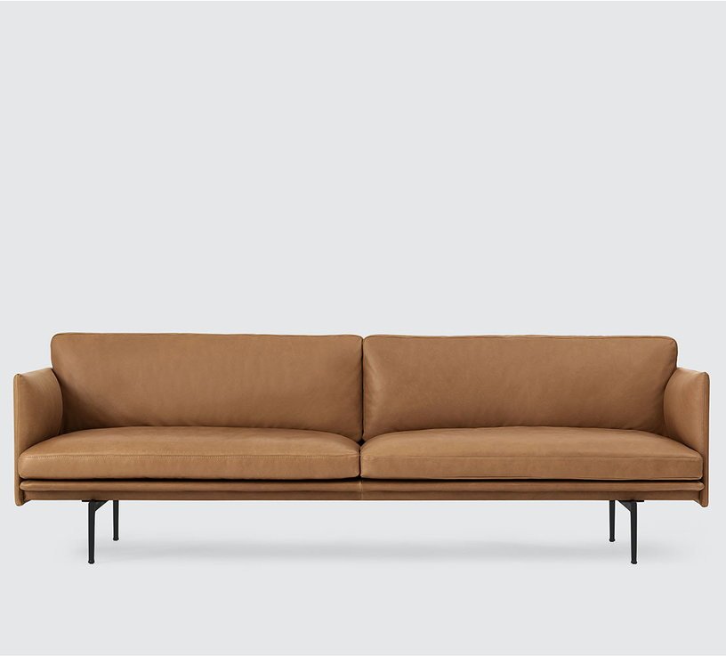 Canapé 3 places en cuir cognac Outline 220 cm - Muuto - The Cool Republic