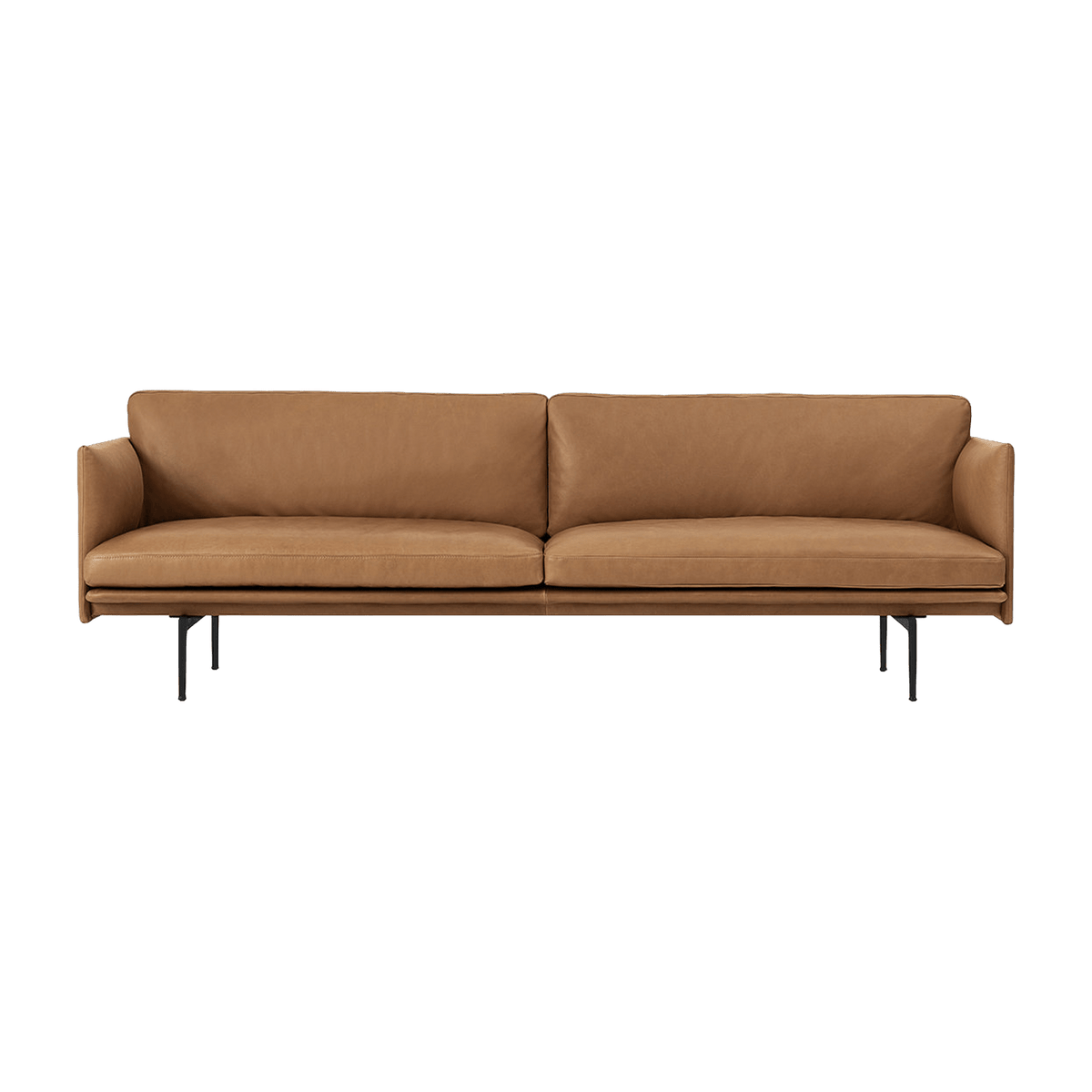 Canapé 3 places en cuir cognac Outline 220 cm - Muuto - The Cool Republic