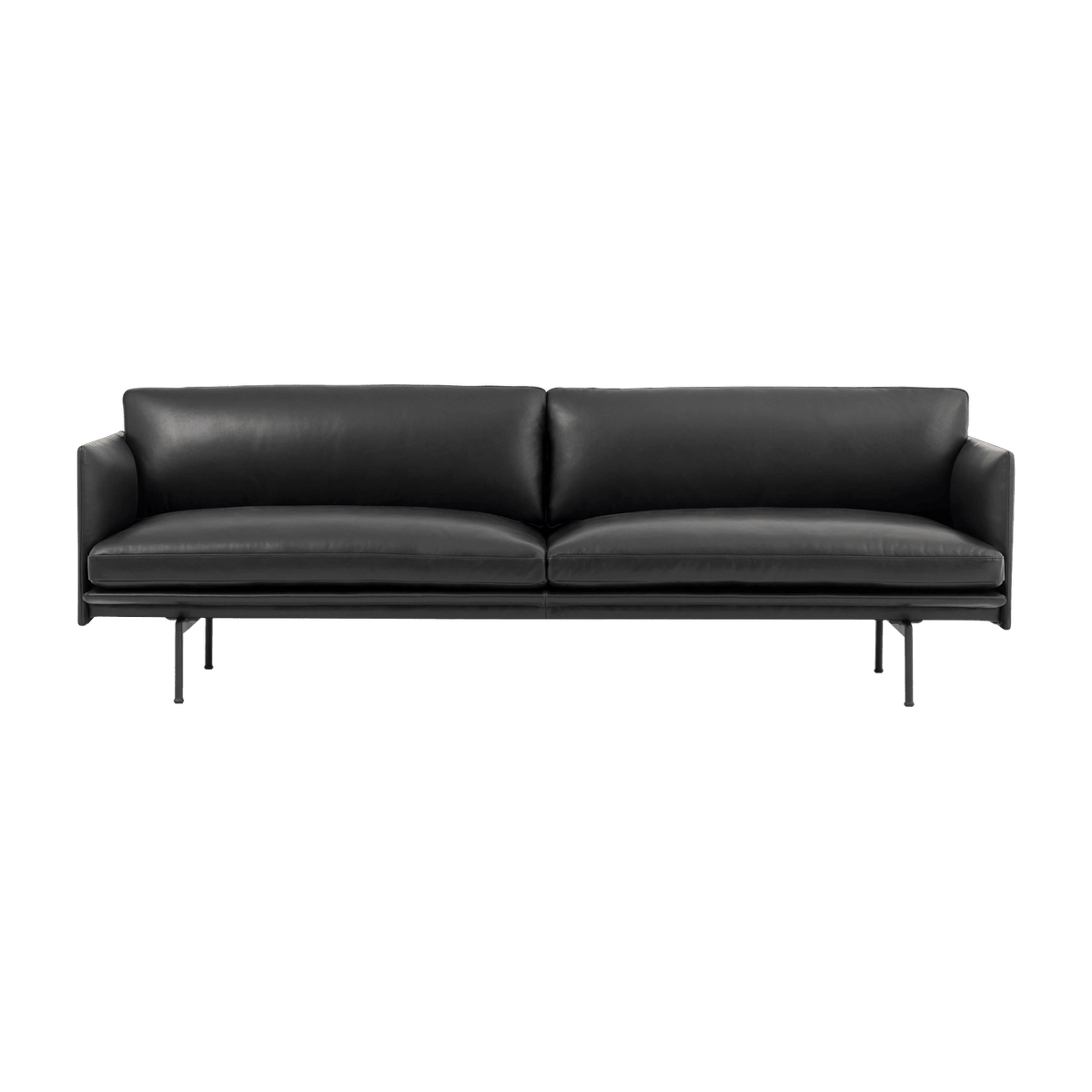 Canapé 3 places en cuir noir Outline 220 cm - Muuto - The Cool Republic