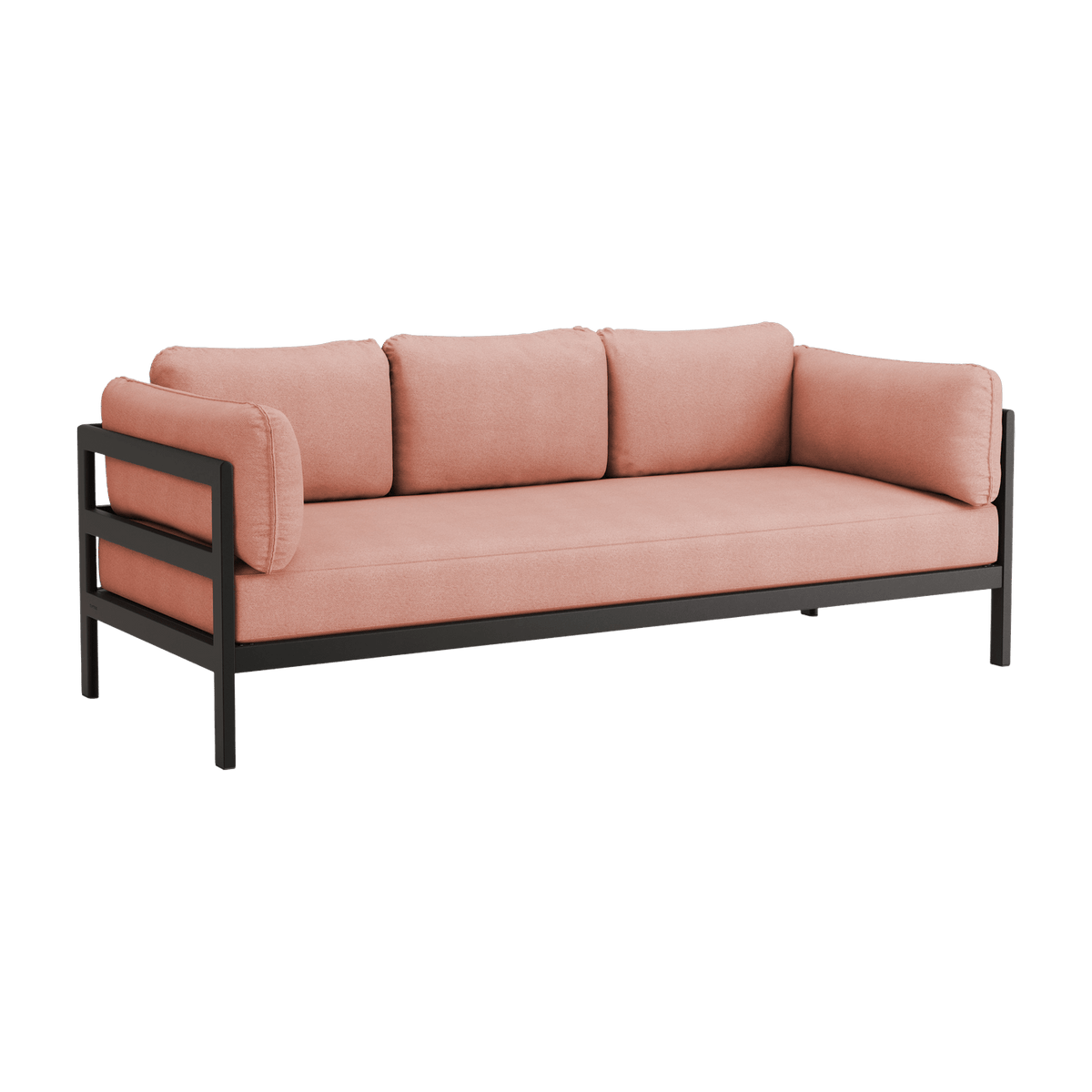 Canapé 3 places en métal noir et tissu rose chiné Easy - Tiptoe - The Cool Republic