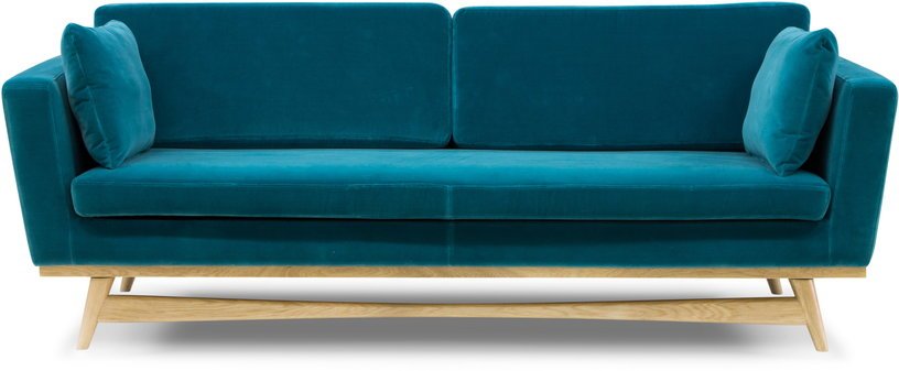 Canapé 3 places en velours bleu canard Fifties - RED Edition - The Cool Republic