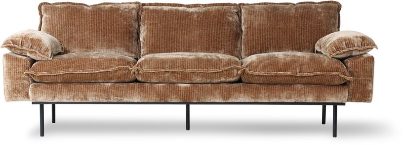 Canapé 3 places en velours côtelé Doré Retro - HKliving - The Cool Republic