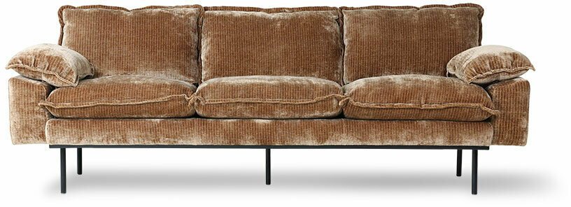 Canapé 3 places en velours côtelé Doré Retro - HKliving - The Cool Republic