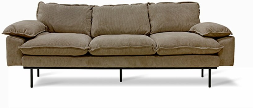 Canapé 3 places en velours côtelé marron Retro - HKliving - The Cool Republic