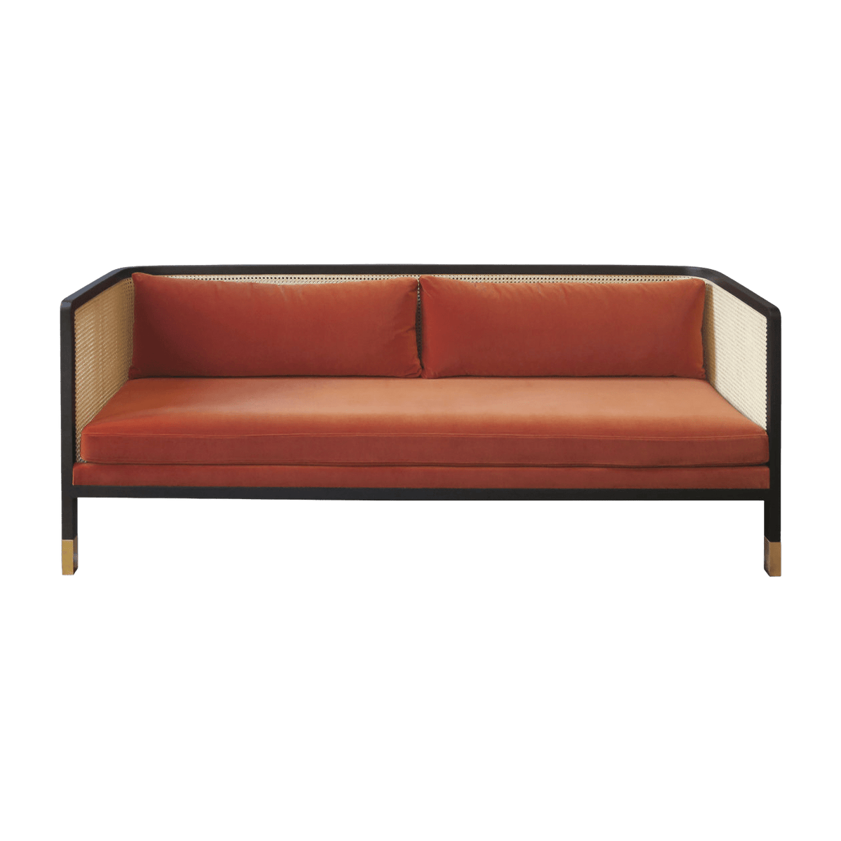 Canapé 3 places en velours rouge orangé Cannage - RED Edition - The Cool Republic