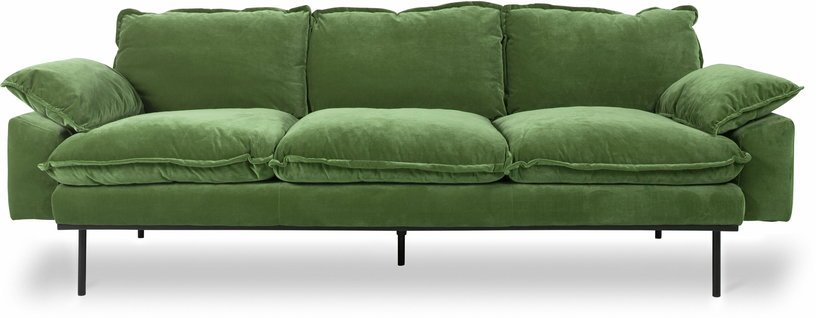 Canapé 3 places en velours vert Retro - Hkliving - The Cool Republic
