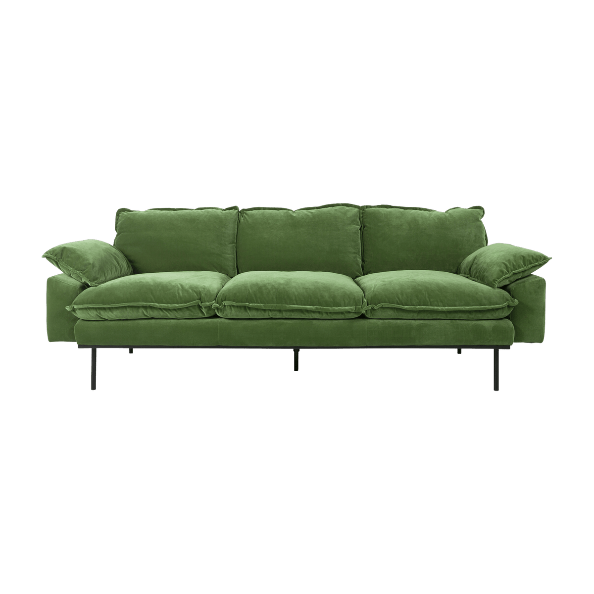 Canapé 3 places en velours vert Retro - Hkliving - The Cool Republic