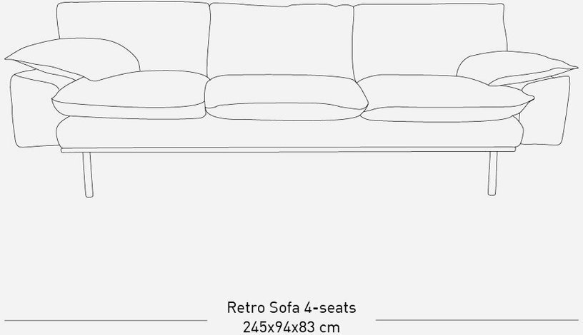 Canapé 4 places en velours brique Retro - Hkliving - The Cool Republic