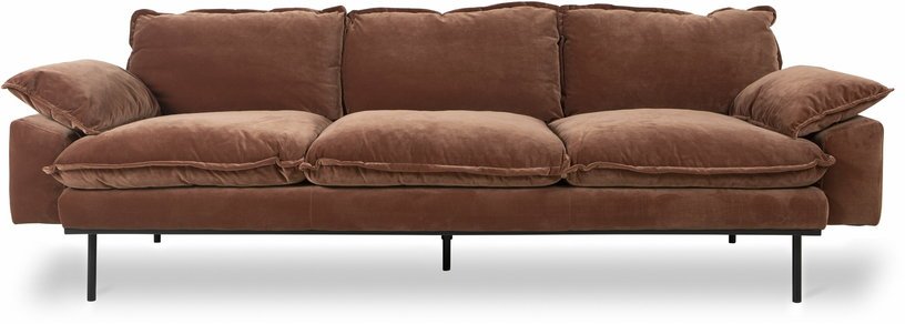 Canapé 4 places en velours brique Retro - Hkliving - The Cool Republic