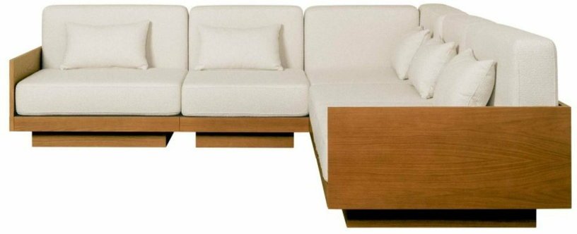 Canapé 5 places d'extérieur en Iroko bouclette Crème Georges L'Angle - Gabrielle Paris - The Cool Republic