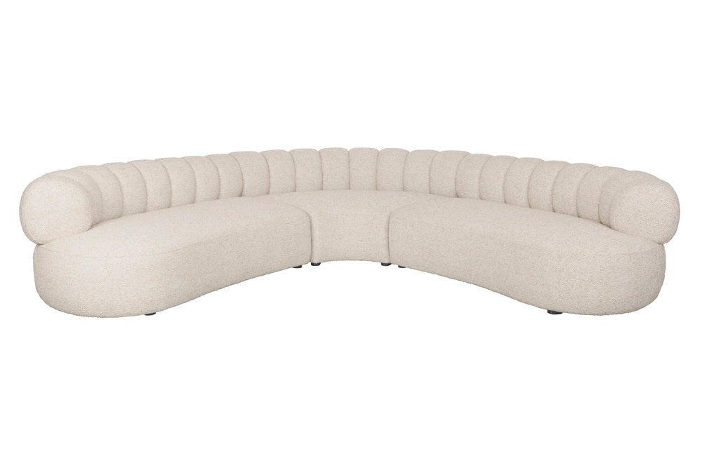 Canapé arrondi en tissu beige 7 places Duvane - Dutchbone - The Cool Republic