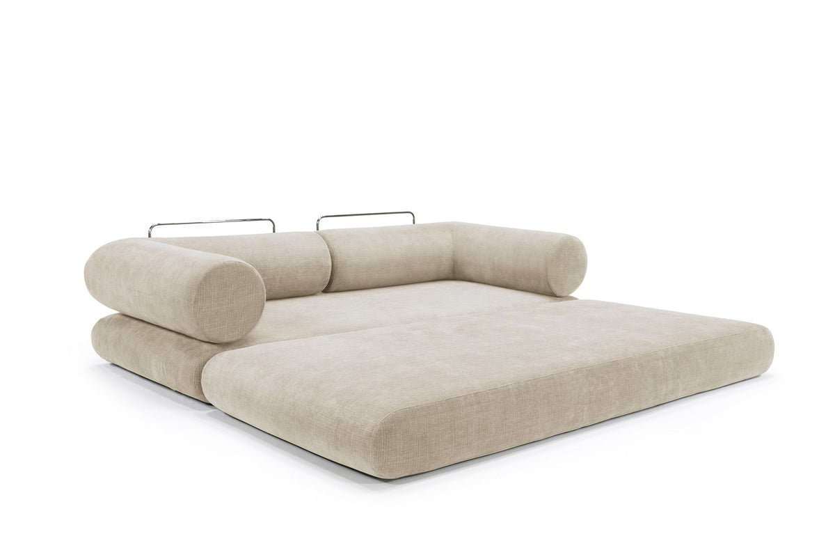 Canapé convertible avec deux coussins d'angles en polyester recyclé beige 200x90x65cm Circlus - Inovation Living - The Cool Republic