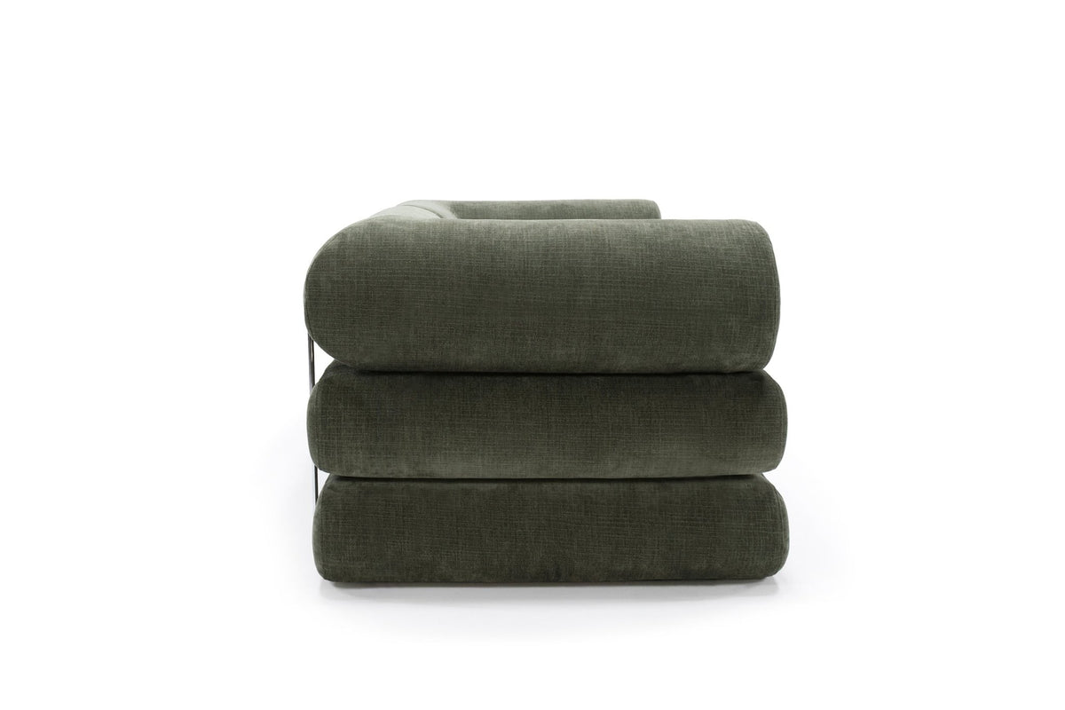 Canapé convertible avec deux coussins d'angles en polyester recyclé kaki 200x90x65cm Circlus - Inovation Living - The Cool Republic