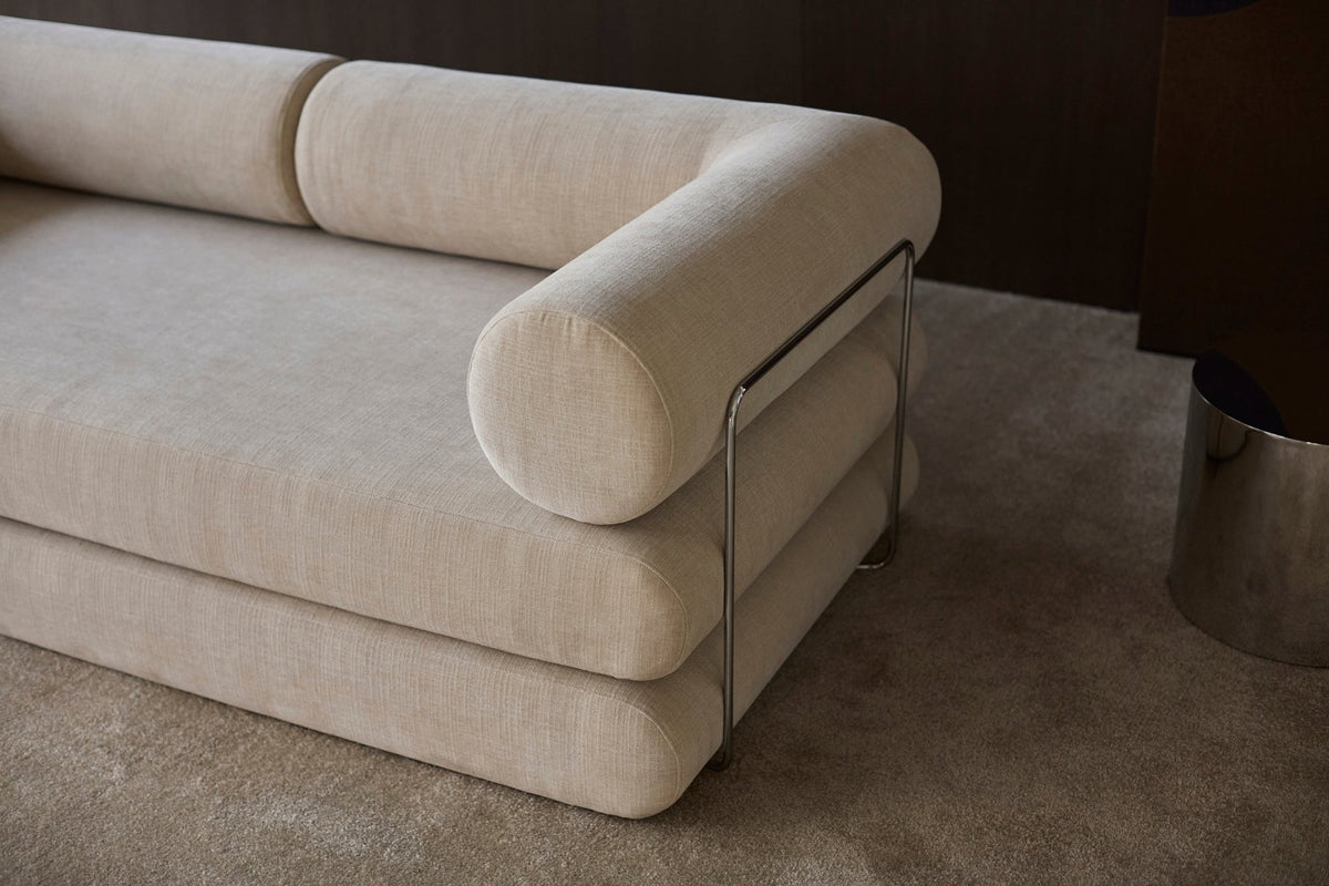 Canapé convertible avec deux coussins d'angles en polyester recyclé kaki 200x90x65cm Circlus - Inovation Living - The Cool Republic