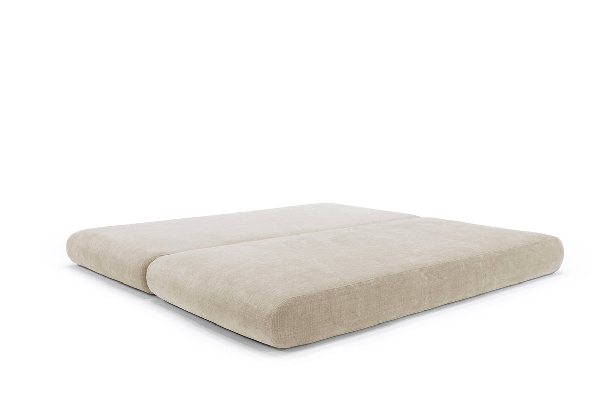 Canapé convertible avec deux coussins ronds en polyester recyclé beige 200x90x65cm Circlus - Inovation Living - The Cool Republic