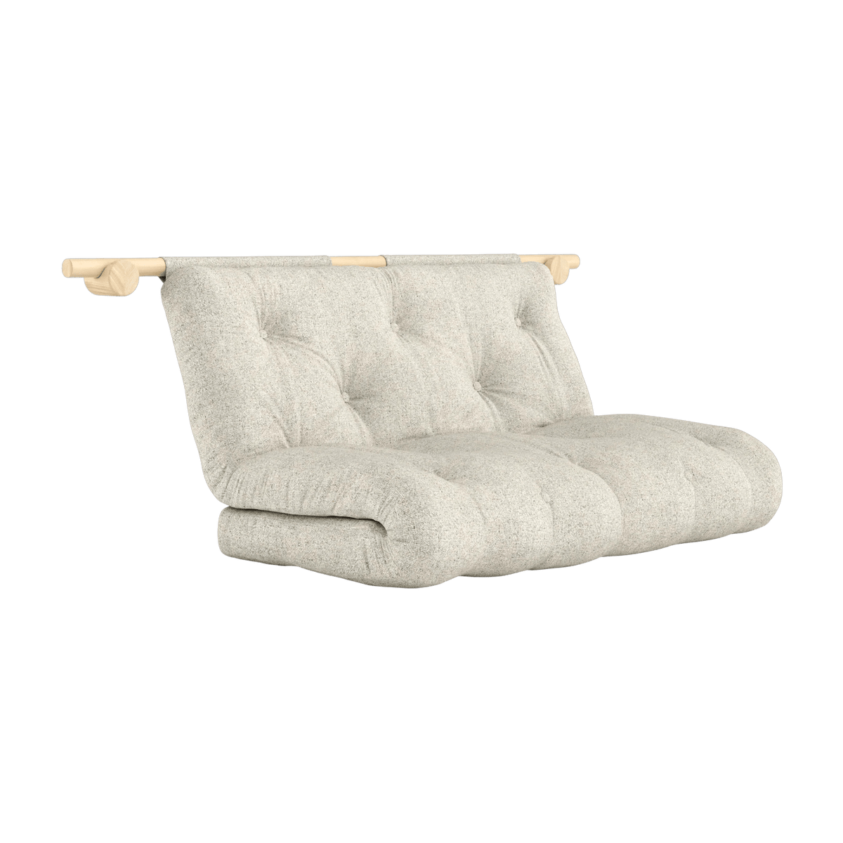 Canapé convertible en bois de pin 135x200cm avec matelas beige soft chalk Hooked raw - Karup Design - The Cool Republic