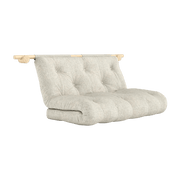 Canapé convertible en bois de pin 135x200cm avec matelas beige soft chalk Hooked raw - Karup Design - The Cool Republic