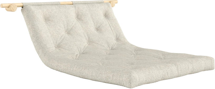 Canapé convertible en bois de pin 135x200cm avec matelas beige soft chalk Hooked raw - Karup Design - The Cool Republic