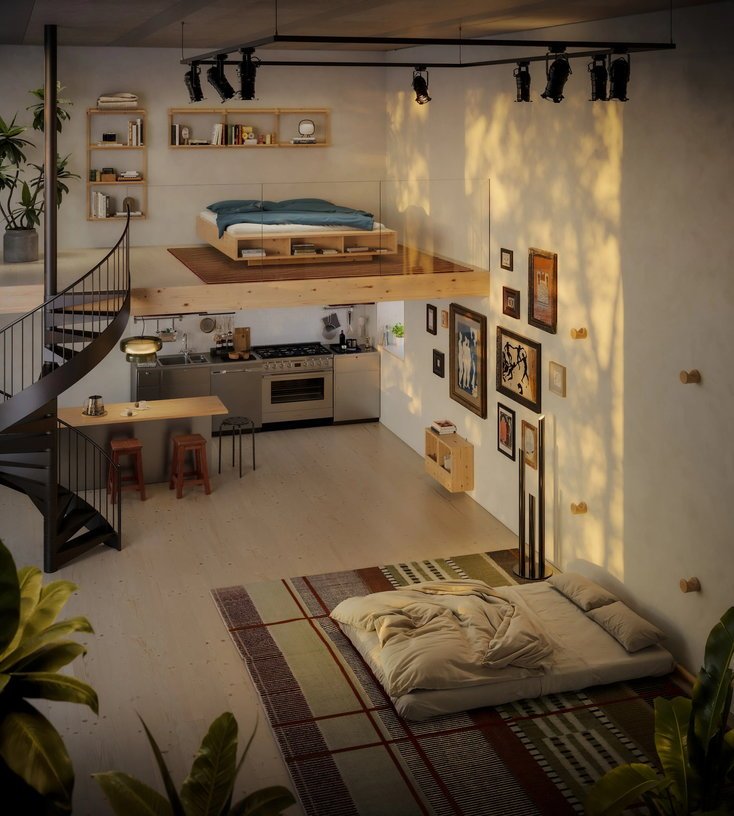 Canapé convertible en bois de pin 135x200cm avec matelas beige warm sand Hooked raw - Karup Design - The Cool Republic