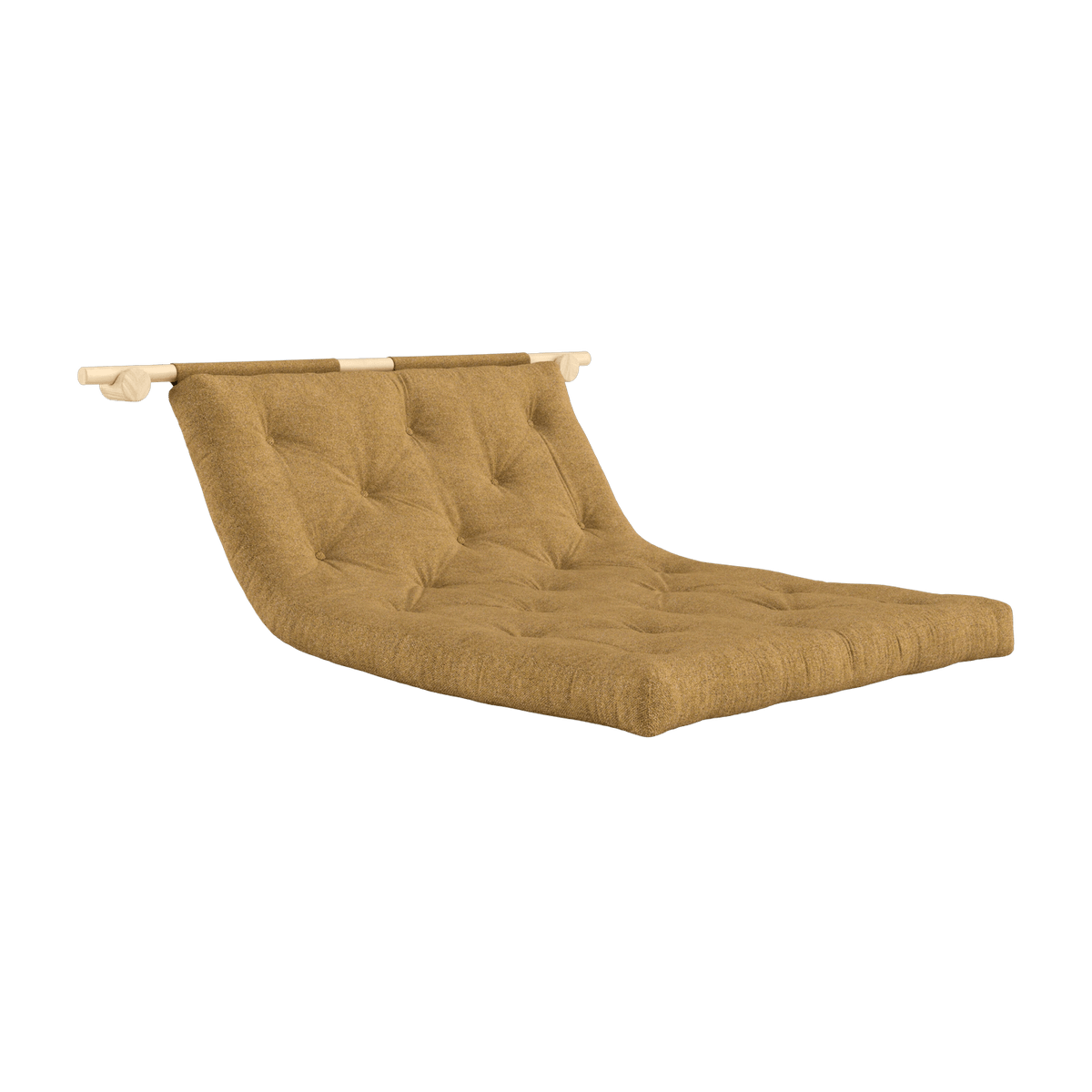 Canapé convertible en bois de pin 135x200cm avec matelas ocre golden ochre Hooked raw - Karup Design - The Cool Republic