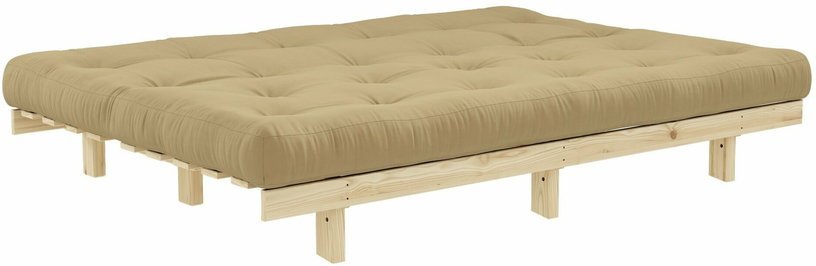 Canapé convertible en bois de pin et matelas beige blé 100x190cm Lean - Karup Design - The Cool Republic
