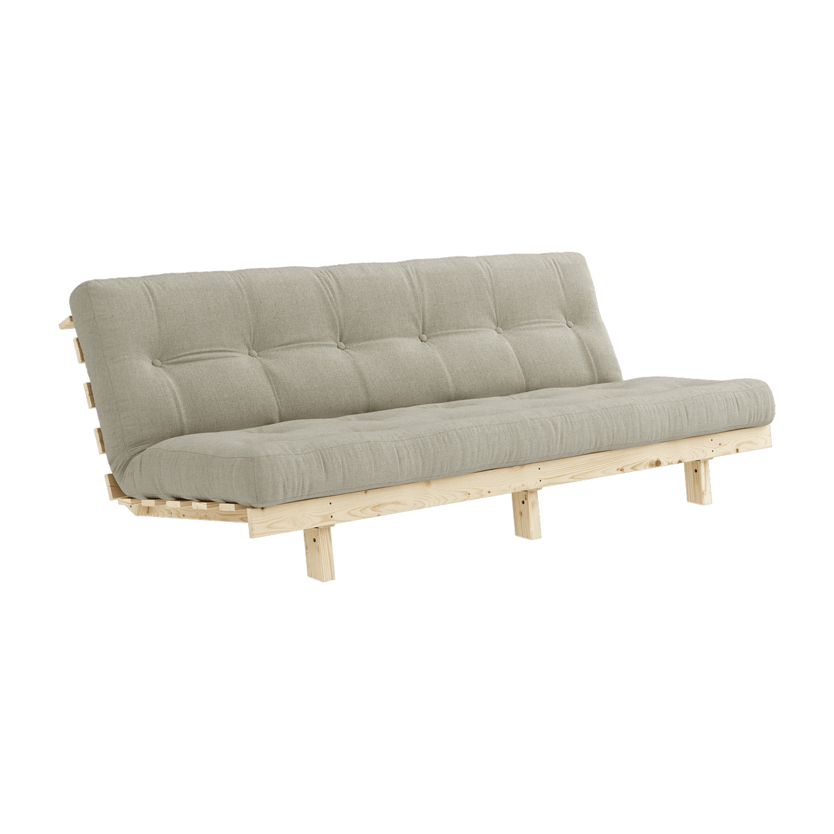 Canapé convertible en bois de pin et matelas lin 100x190cm Lean - Karup Design - The Cool Republic