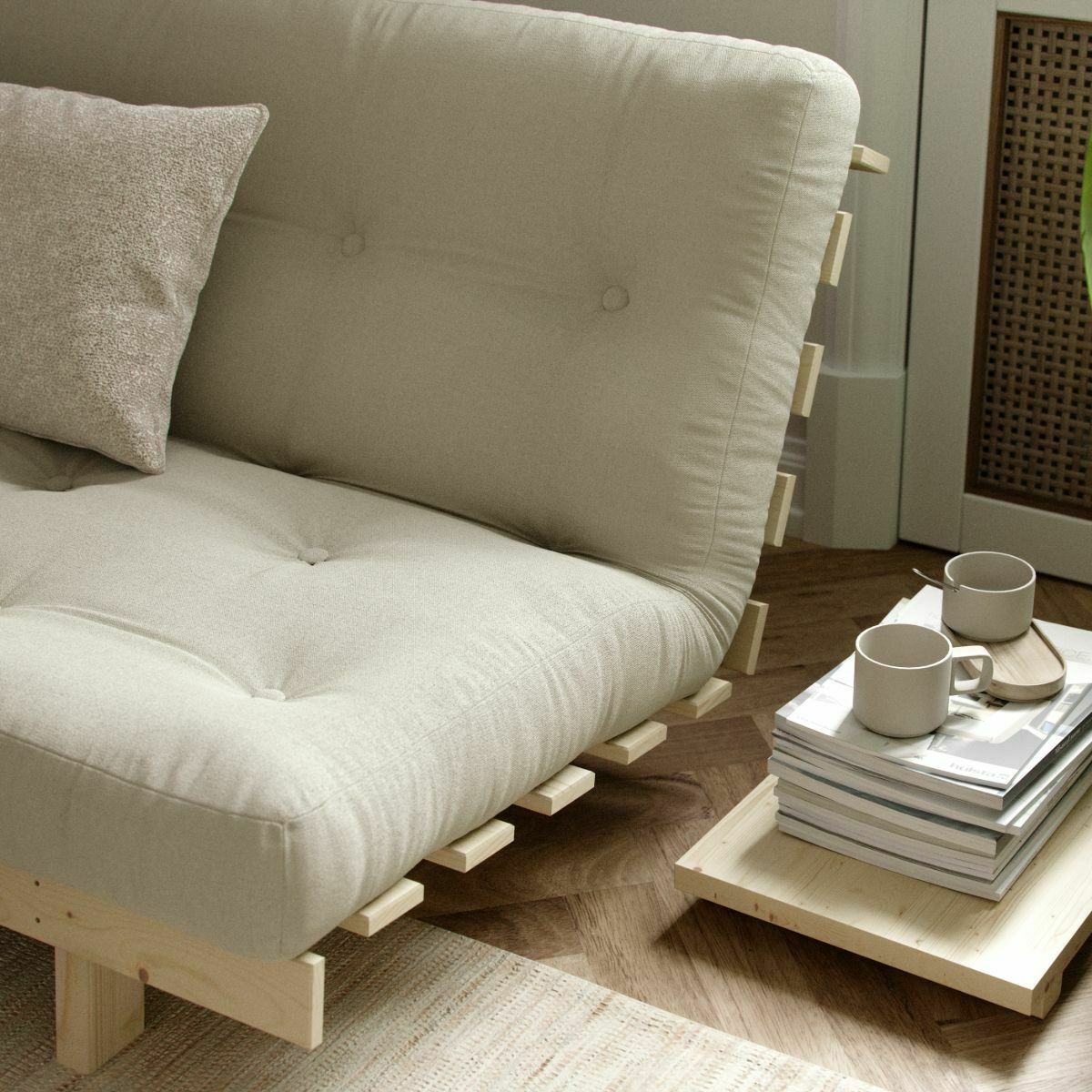 Canapé convertible en bois de pin et matelas naturel 100x190cm Lean - Karup Design - The Cool Republic
