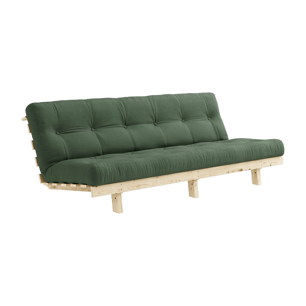 Canapé convertible en bois de pin et matelas vert olive 100x190cm Lean - Karup Design - The Cool Republic