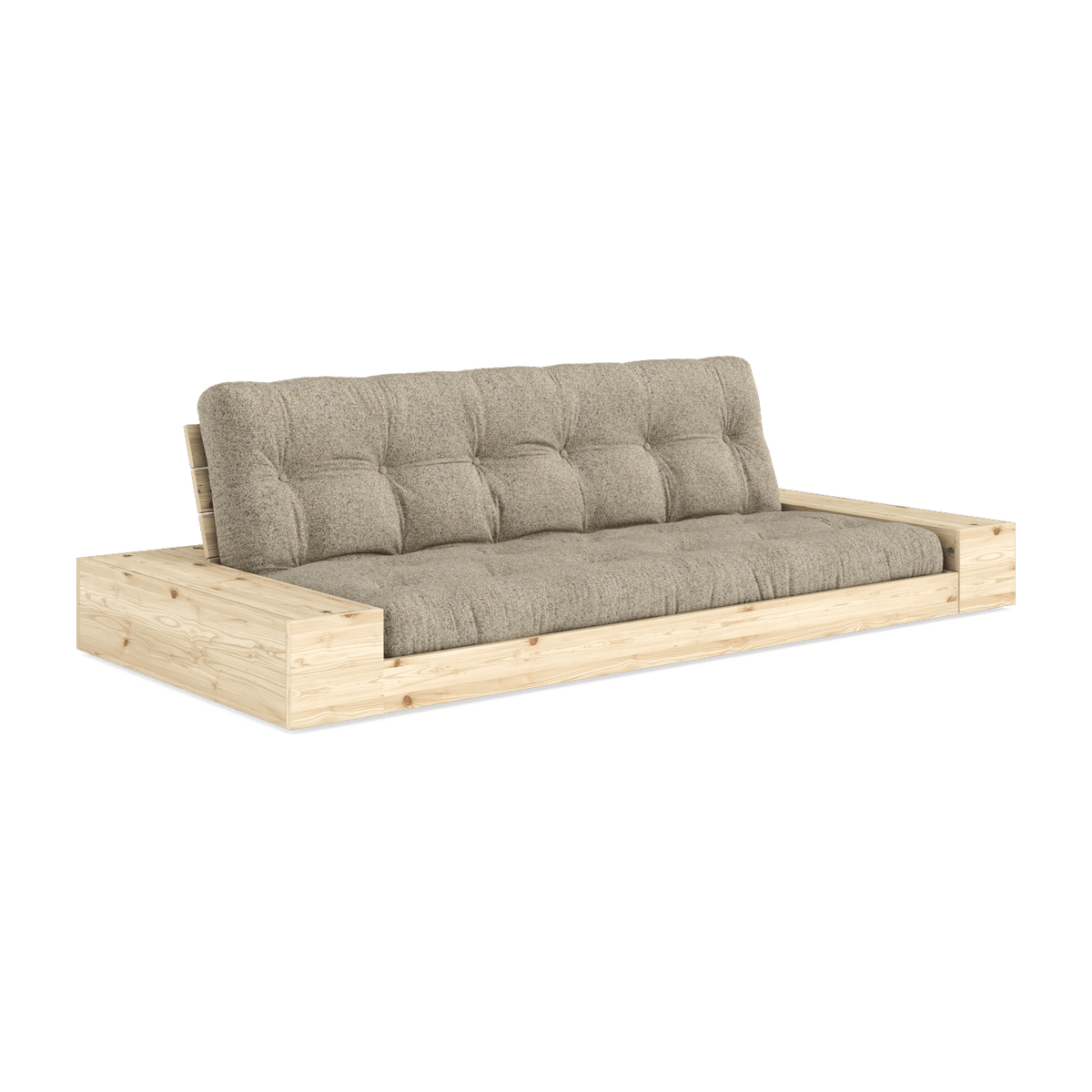 Canapé convertible en pin 244x166cm avec son futon sand et ses deux rangements Base - Karup Design - The Cool Republic