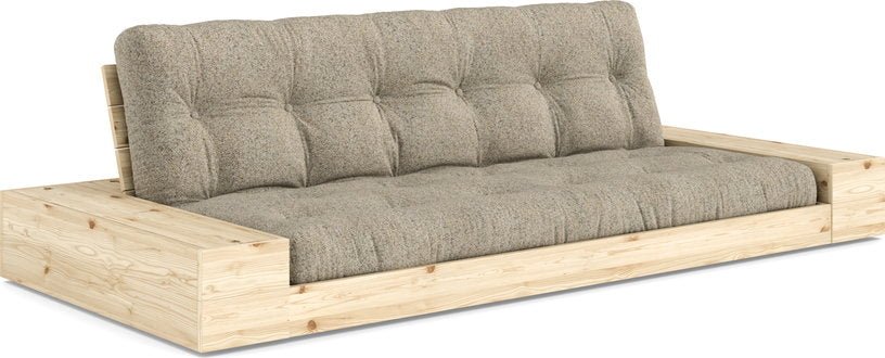 Canapé convertible en pin 244x166cm avec son futon sand et ses deux rangements Base - Karup Design - The Cool Republic