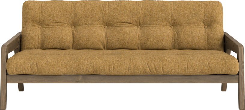 Canapé convertible en pin foncé avec son matelas futon golden ochre Grab - Karup Design - The Cool Republic