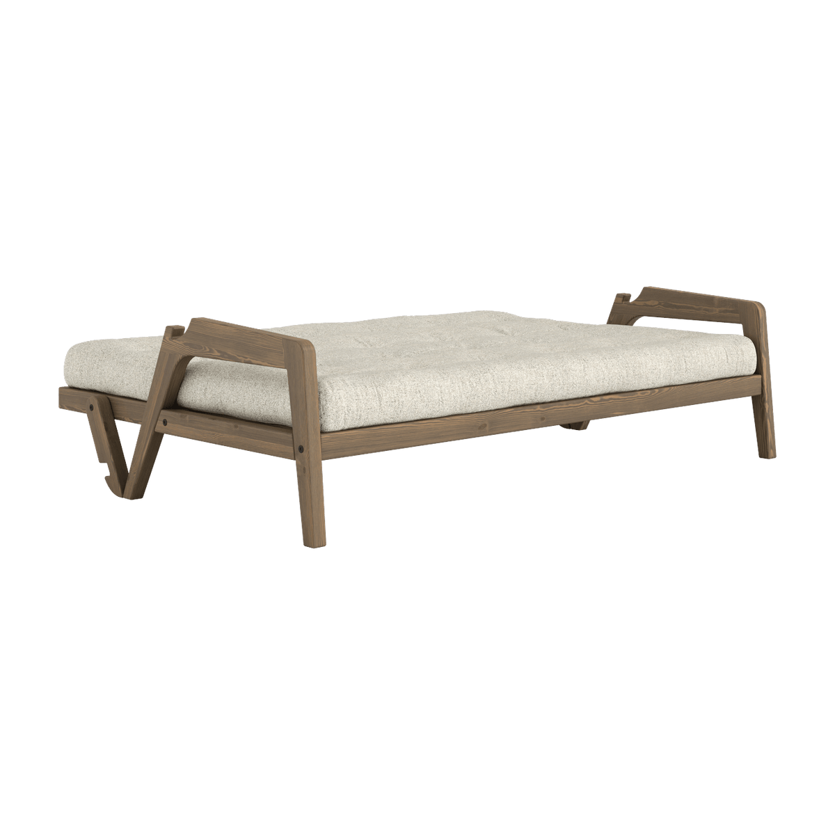 Canapé convertible en pin foncé avec son matelas futon soft chalk Grab - Karup Design - The Cool Republic