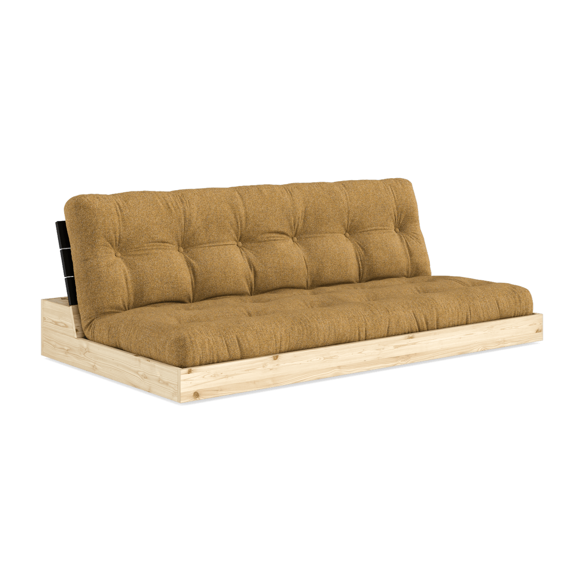 Canapé convertible en pin noir 196x166cm avec son futon golden ochre Base - Karup Design - The Cool Republic