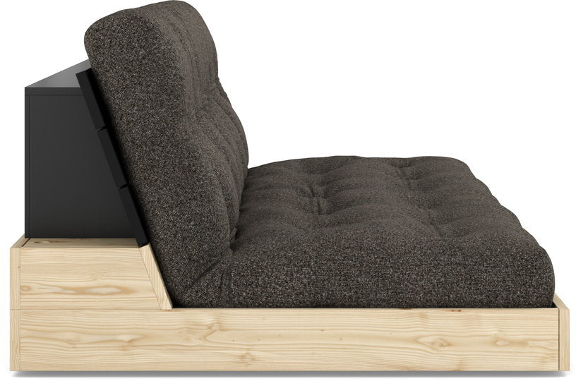 Canapé convertible en pin noir 196x166cm avec son futon mellow brown Base - Karup Design - The Cool Republic
