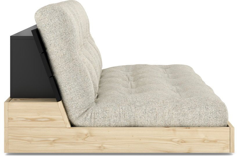 Canapé convertible en pin noir 196x166cm avec son futon soft chalk Base - Karup Design - The Cool Republic