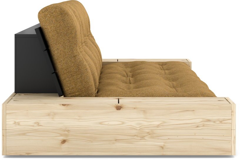 Sofa bed in black pine 244x166cm with ochre futon and Base storage - Karup Design - The Cool Republic