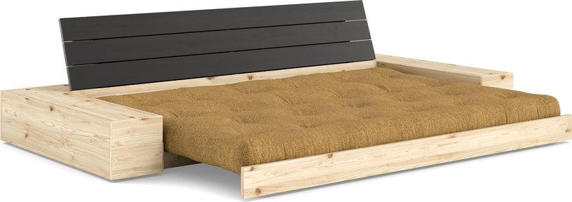 Sofa bed in black pine 244x166cm with ochre futon and Base storage - Karup Design - The Cool Republic