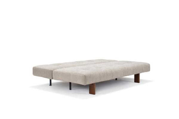 Canapé convertible en polyester beige et pied en chêne foncé 202x65cm Eilis - Innovation Living - The Cool Republic