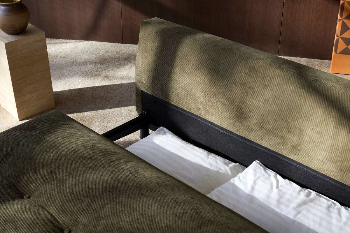 Canapé convertible en polyester recyclé gris, beige 200x108x79cm Nabli - Innovation living - The Cool Republic