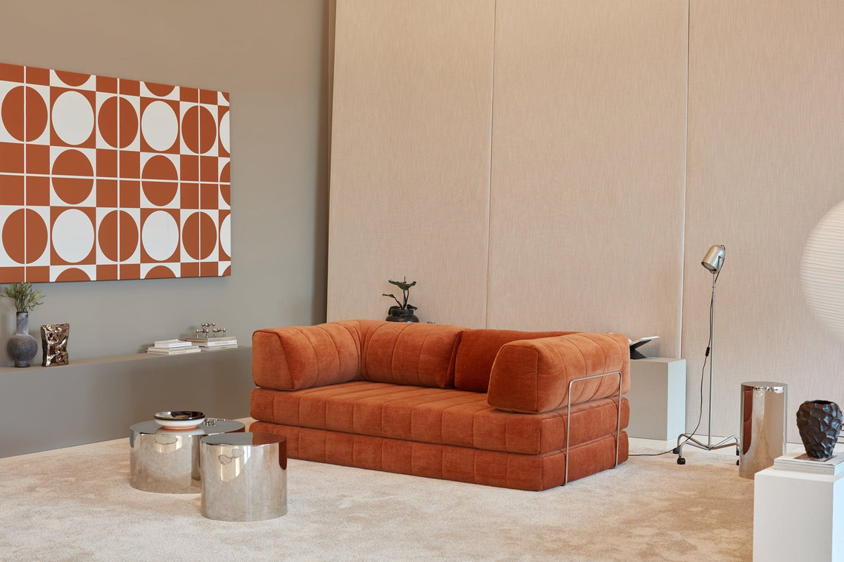 Canapé convertible en polyester recyclé orange 208x104x77cm Cozypad - Innovation living - The Cool Republic