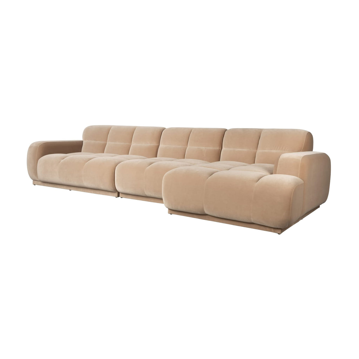 Canapé d'angle droit 6 places en velours beige 353x78cm Hazel - Zuiver — vue 2